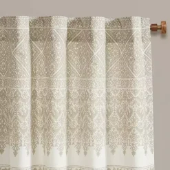 Mila Tan Horizontal Stripe Curtain Panel, 84 in.
