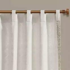 Mila Tan Horizontal Stripe Curtain Panel, 84 in.