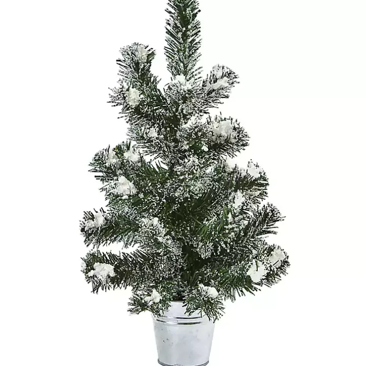 Mini Pine Trees in Tin Planters, Set of 2