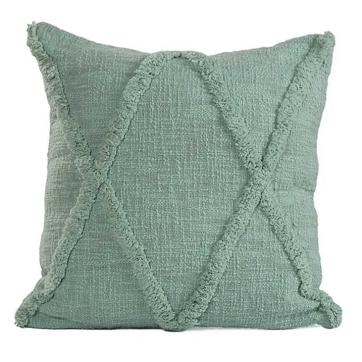 Misty Jade Tufted Diamond Pillow, 18 in.