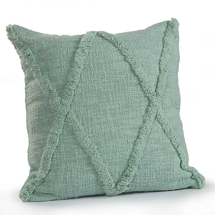 Misty Jade Tufted Diamond Pillow, 18 in.