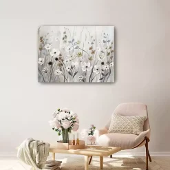 Misty Meadow Field Canvas Art Print