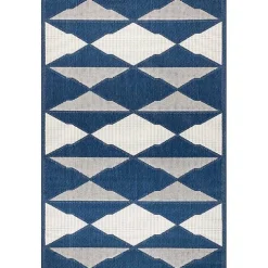 Mitchell Blue Geo Diamonds Outdoor Rug, 8x10