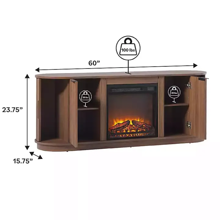 Mocha Brown Reeded Fireplace Media Cabinet