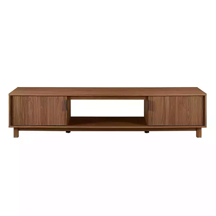 Mocha Brown Wood Fluted 2-Door TV Stand