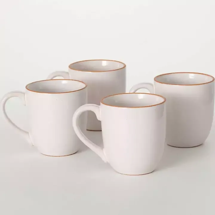 Modern White Cozy Christmas Mugs, Set of 4