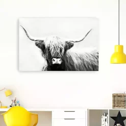 Monochrome Longhorn Canvas Art Print, 60x40 in.