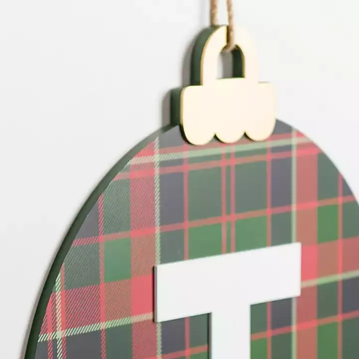 Monogram T Plaid Ornament Wall Plaque