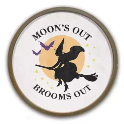 Moon's Out Brooms Out Round Wall Plaque