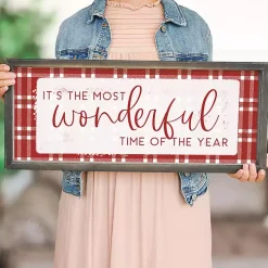 Most Wonderful Time Plaid Wall Plaque