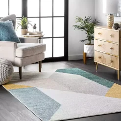 Multicolor Abstract Shapes Area Rug, 6x9