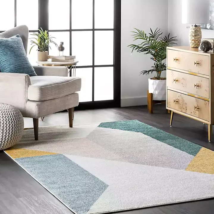 Multicolor Abstract Shapes Area Rug, 8x10
