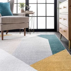 Multicolor Abstract Shapes Area Rug, 8x10