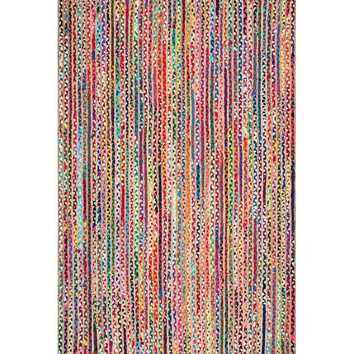 Multi-Color Braided Jute and Cotton Area Rug, 5x8