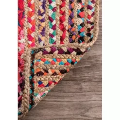 Multi-Color Braided Jute and Cotton Area Rug, 5x8
