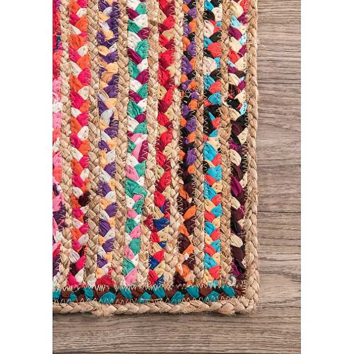 Multi-Color Braided Jute and Cotton Area Rug, 8x10