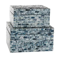 Multicolor Mother of Pearl Coastal Boxes, Set of 2