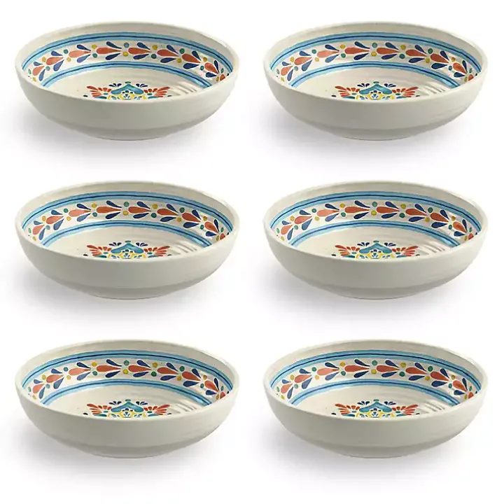 Multicolor Rio Melamine Low Bowls, Set of 6