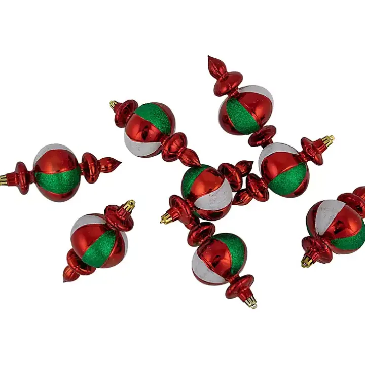 Multicolor Shatterproof Finial Ornaments, Set of 8