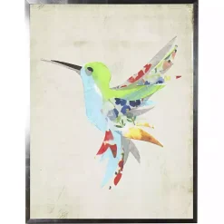 Multicolor Watercolor Hummingbird Framed Art Print
