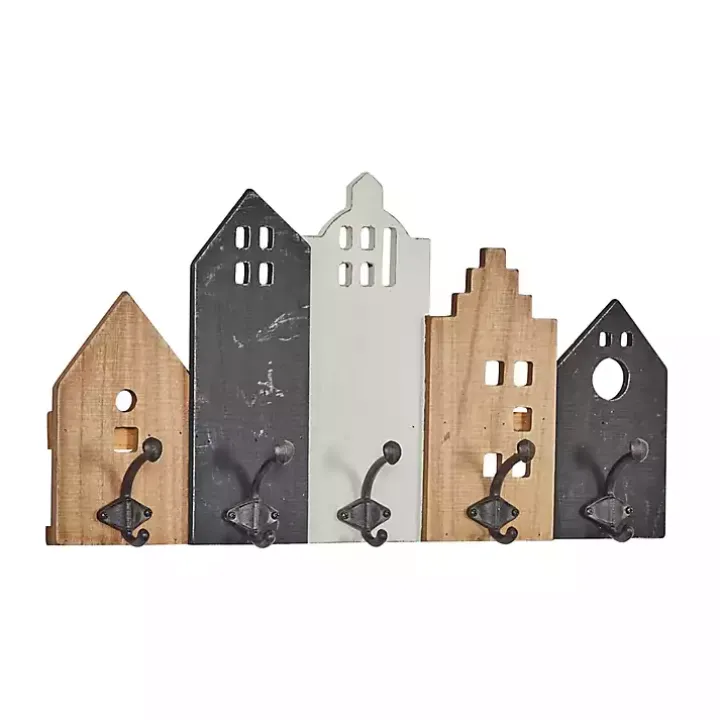 Multicolor Wood Building Wall Hooks