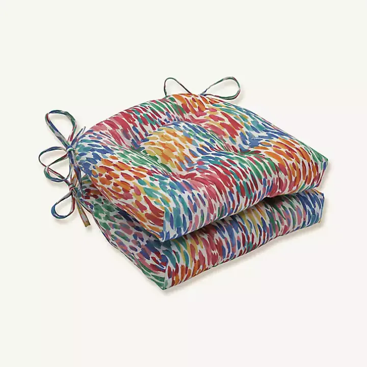 Multicolor Zinnia Outdoor Seat Cushions, Set of 2