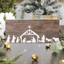 Nativity Silhouette Wood Wall Plaque