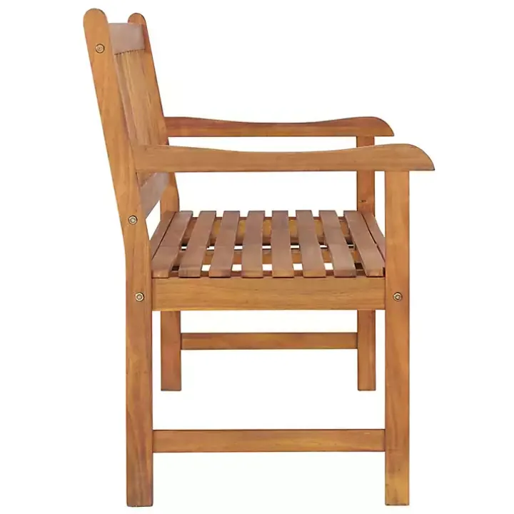 Natural Acacia Wood Bench with Pop-Up Table