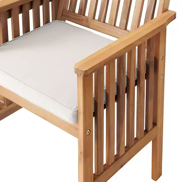 Natural Acacia Wood Ivory Cushion 3-pc. Patio Set