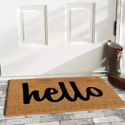 Natural and Black Coir Hello Doormat, 36x24 in.