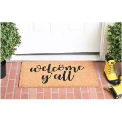 Natural and Black Welcome Y'all Doormat