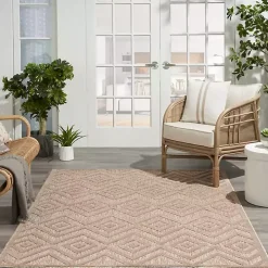 Natural Beige Diamond Indoor/Outdoor Area Rug, 5x7