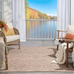 Natural Beige Diamond Indoor/Outdoor Area Rug, 5x7