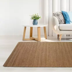 Natural Braided Jute Area Rug, 5x7