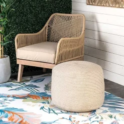 Natural Cable Braided Pouf