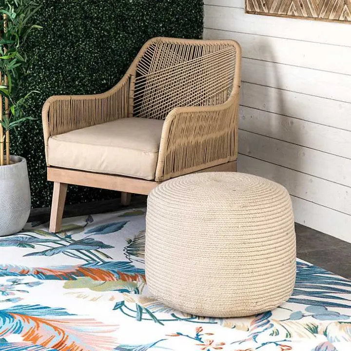 Natural Cable Braided Pouf