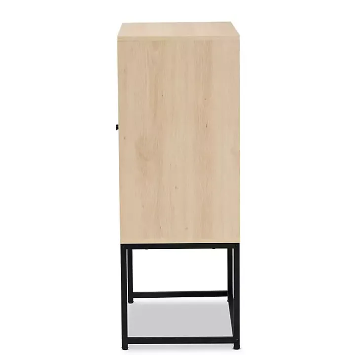Natural Cane and Wood 2-Door Cabinet