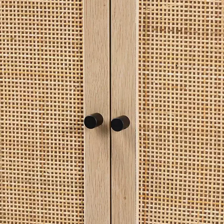 Natural Cane and Wood 2-Door Cabinet