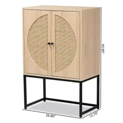 Natural Cane and Wood 2-Door Cabinet