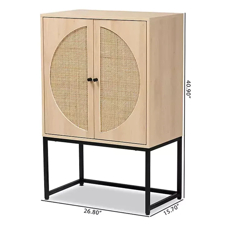Natural Cane and Wood 2-Door Cabinet