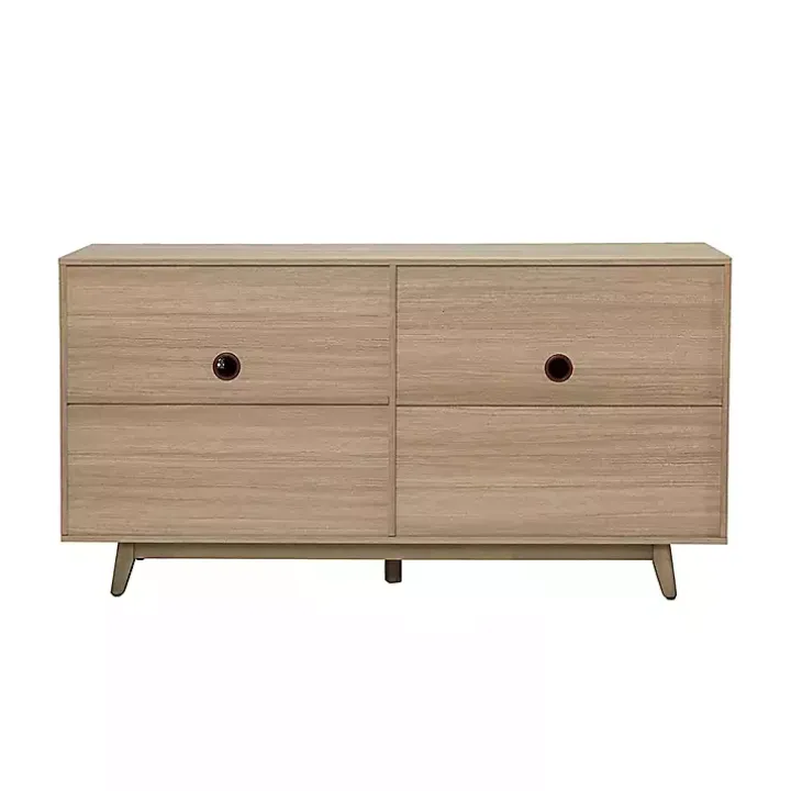 Natural Cane Wood Storage Media Cabinet