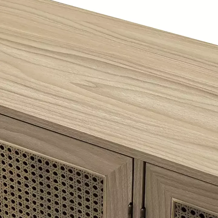 Natural Cane Wood Storage Media Cabinet