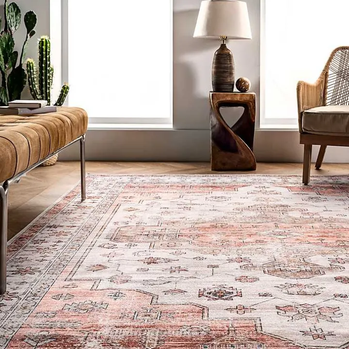 Natural Faded Vintage Washable Area Rug, 3x5