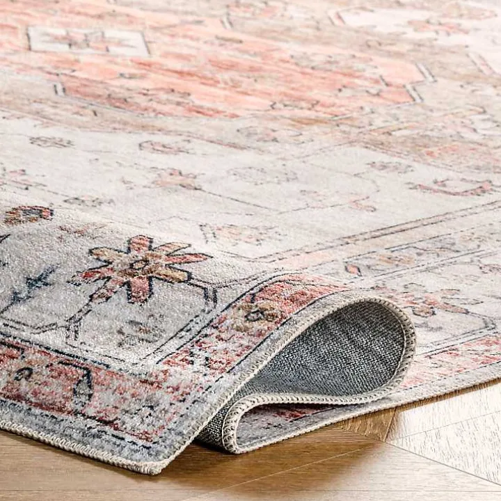 Natural Faded Vintage Washable Area Rug, 5x8