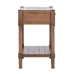 Natural Geometric Industrial Pull Accent Table