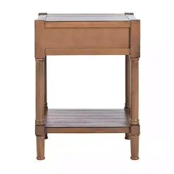Natural Geometric Industrial Pull Accent Table