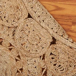Natural Golden Sunshine Circular Area Rug, 4x4