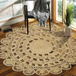 Natural Golden Sunshine Circular Area Rug, 4x4