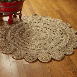 Natural Golden Sunshine Circular Area Rug, 4x4