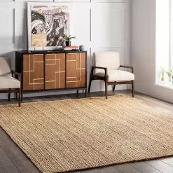 Natural Hand Woven Rigo Jute Area Rug, 10x13